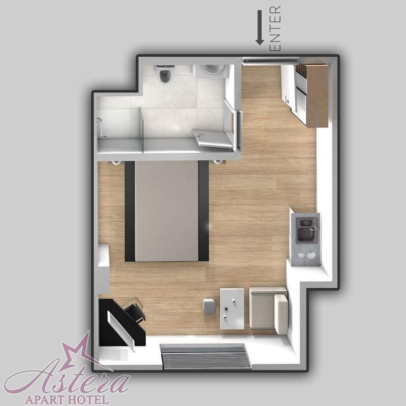 Studio Apartment (city view) room blueprint 1