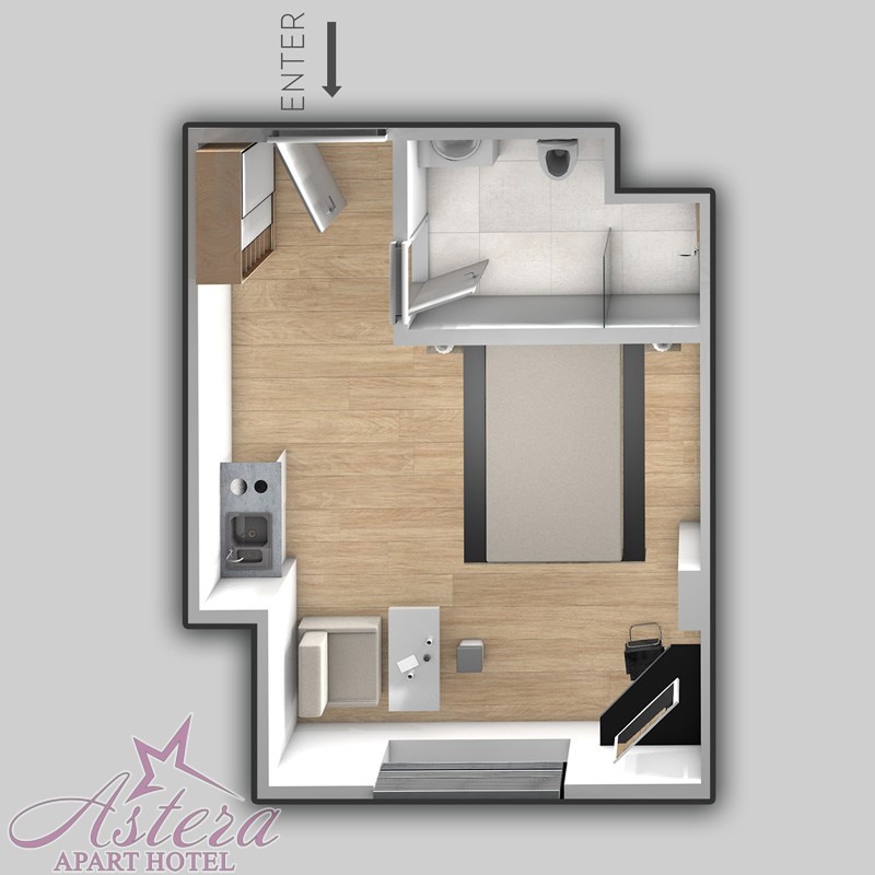 Studio Apartment (city view) room blueprint 2