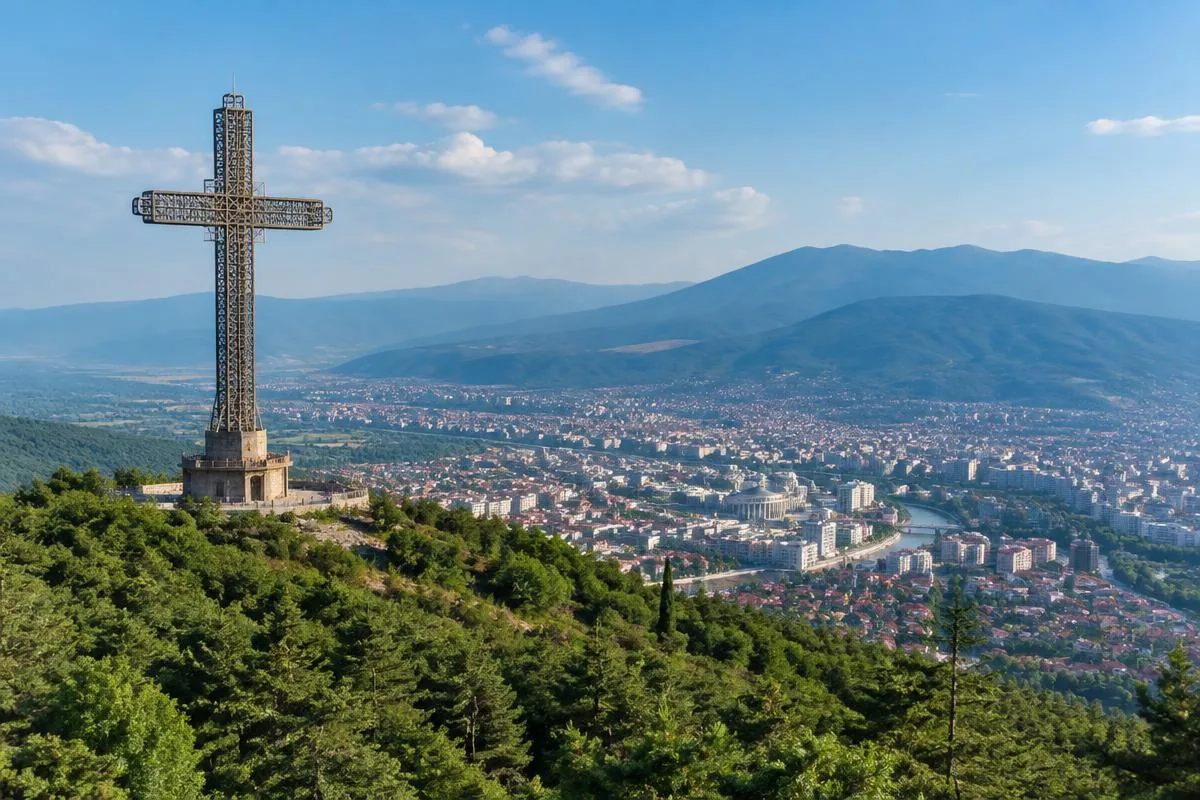 Millennium Cross overlooking Skopje